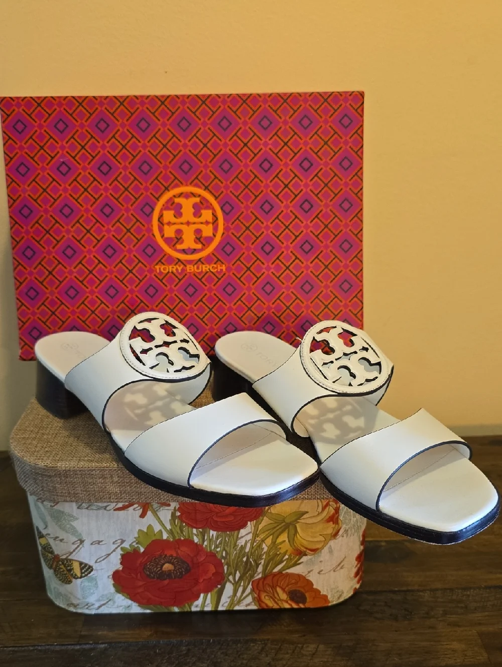 Tory Burch Bombe Miller Heel Sandals - Picture 1 of 14
